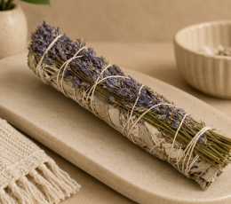 LAVENDER WRAPPED 8″ SAGE WAND